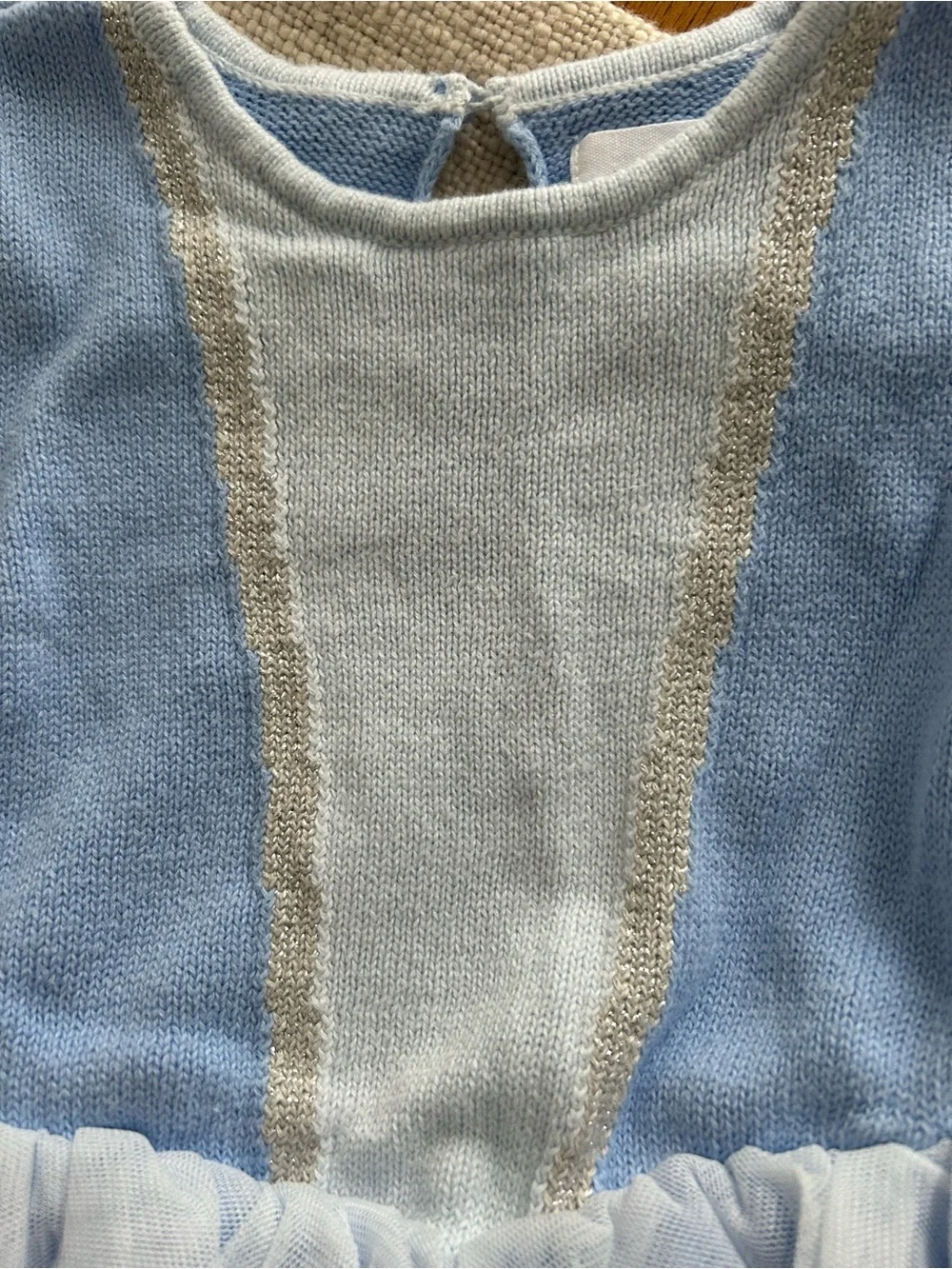 BabyGap Disney Light Blue Cinderella Princess Tulle Knit Dress Size 6-12M.